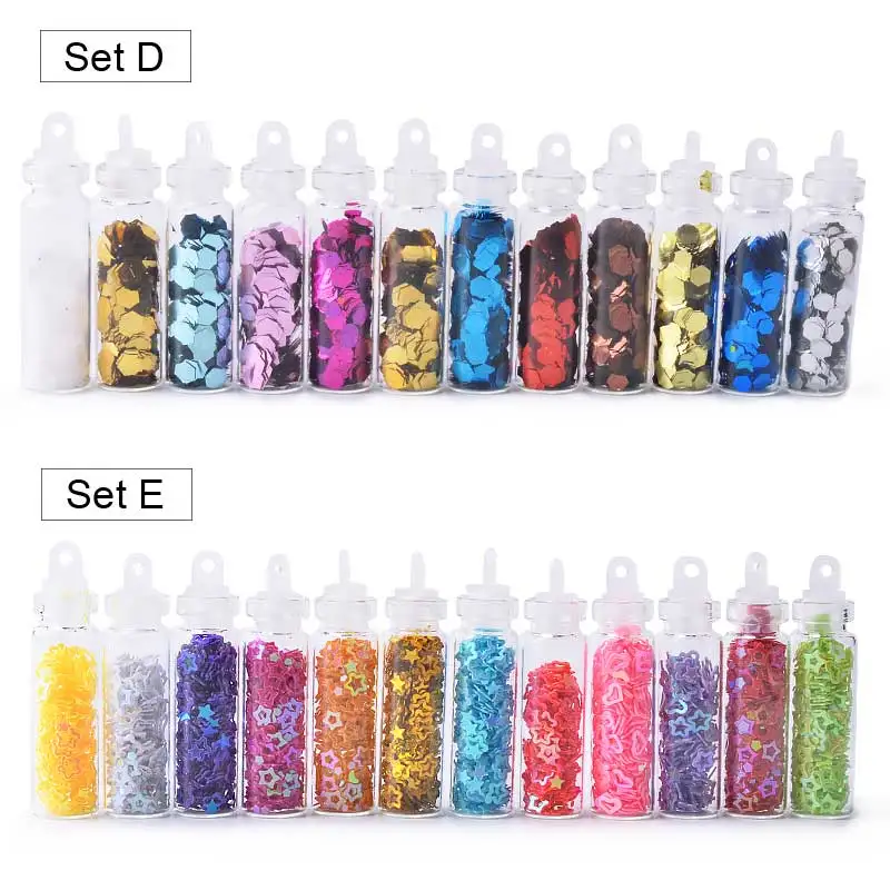 12Colors Shiny Nail Glitter Powder Ultra-thin Nail Sequin Set 3d Hollow Acrylic Flakes For DIY Nails Design Manicure Decorations