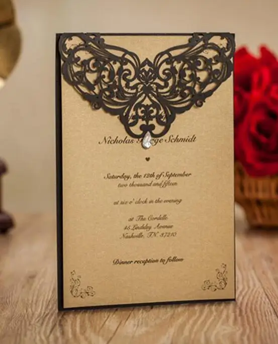 Aliexpress com Buy Shining Black Wedding  Invitation 
