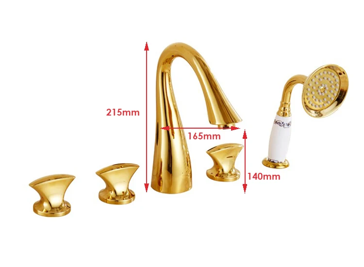 5 шт. набор золотых смесителей для ванной комнаты, кран для ванной, смеситель для душа, ручной распылитель, позолоченный смеситель для ванны, крепление крышки