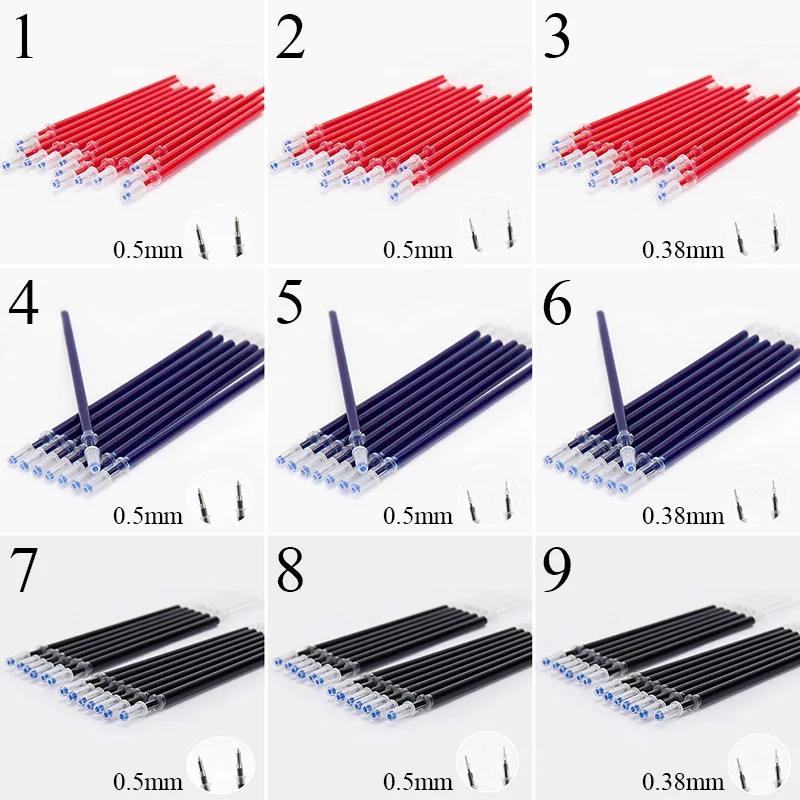 50 шт./лот Заправка для гелевой ручки 0,38/0,5 мм Классический синего, красного, черного цвета чернил сменный запасной блок для записи(13 см), офисные и школьные принадлежности
