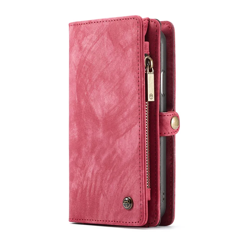 Чехлы для телефонов, сумки для iPhone XS Max, Роскошный Ретро Чехол из искусственной кожи на молнии, кошелек, карта, Магнитный чехол из ТПУ для iPhone XR X 10, чехол - Цвет: Красный