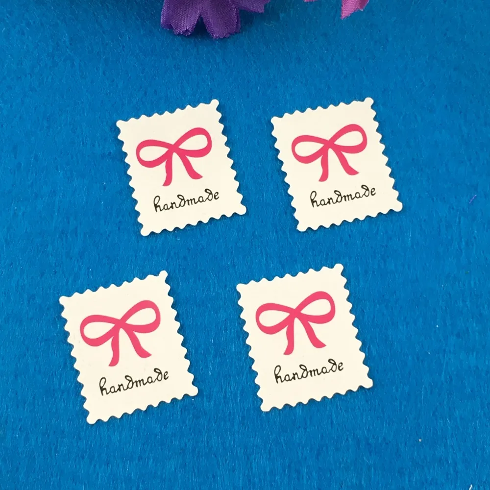 

500PCS/Lot rectangle Printed above"handmade"and butterfly Festival Sticker Labels Adhesive Stickers DIY For Box/gift/envelope