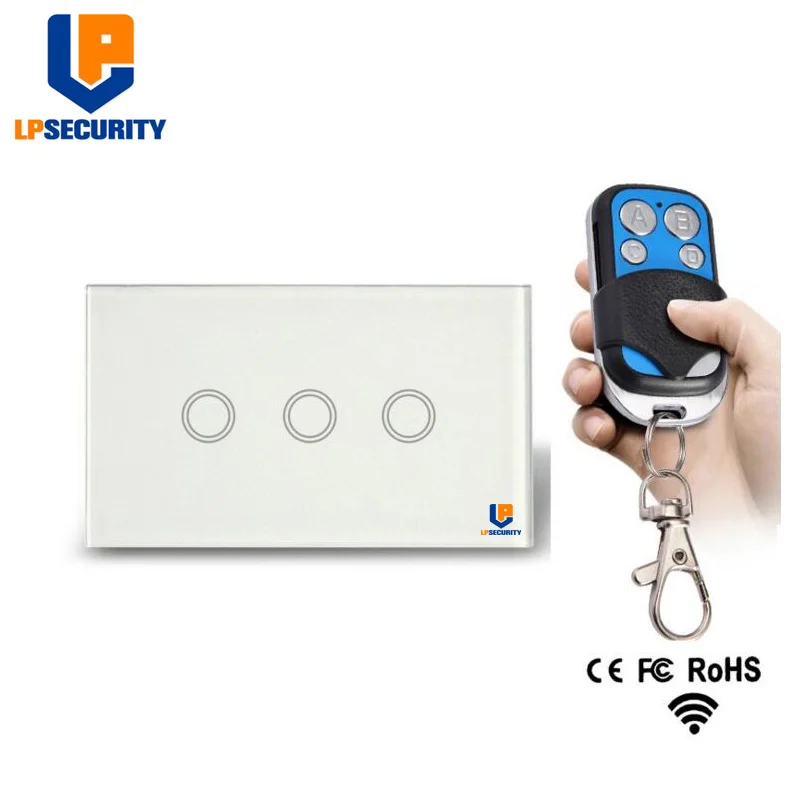 LPSECURITY US Standard Remote Control Switch 3 Gang 1 Way ,RF433 Smart