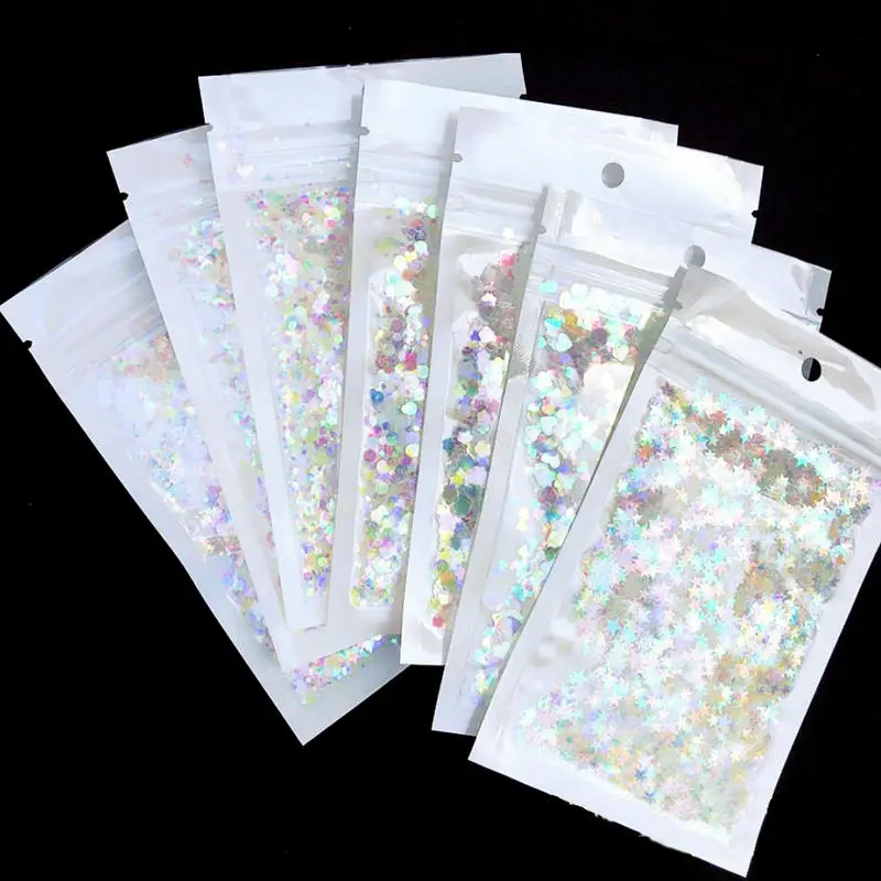 10g Ultrathin Heart Round Symphony Sequins Resin Jewelry Stuff Size Mix AB Nail Glitter Flakes Star Round Holographic Decor