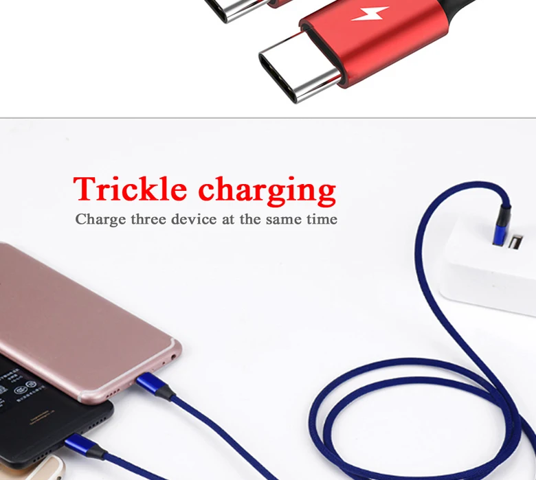 100 шт. 3 в 1 зарядный кабель Micro Тип usb C 8 pin Зарядное устройство кабель для iphone кабель быстрой зарядки Кабели для Xiaomi/huawei/Android 1,2 м