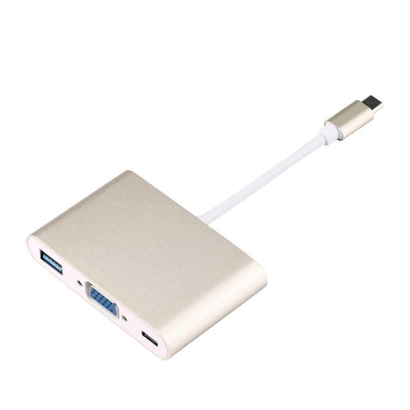 

USB 3.1 Type C To VGA Monitor + USB 3.0 + Type-c Charger Adapter For Macbook Futural Digital Drop Shipping JULL22