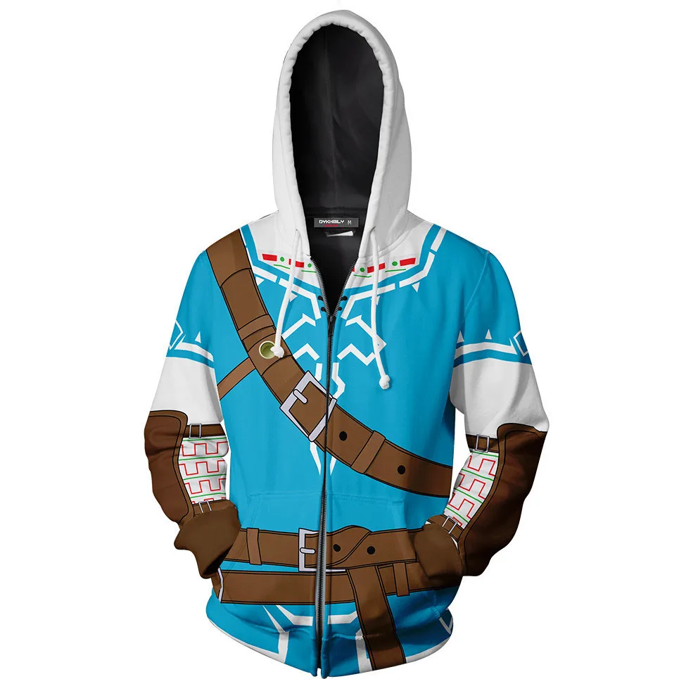 Autumn Winter 3D Print Legend of Zelda Sweatshirts Hoodies Fashion Cosplay Zipper hooded Jacket clothing