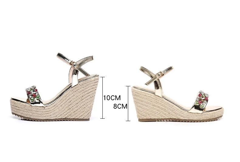 22_2016 New Fashion Summer Luxury Platform Wedge Sandals Womens Small Size Designer Golden High Heels Shoes Online Good Quality