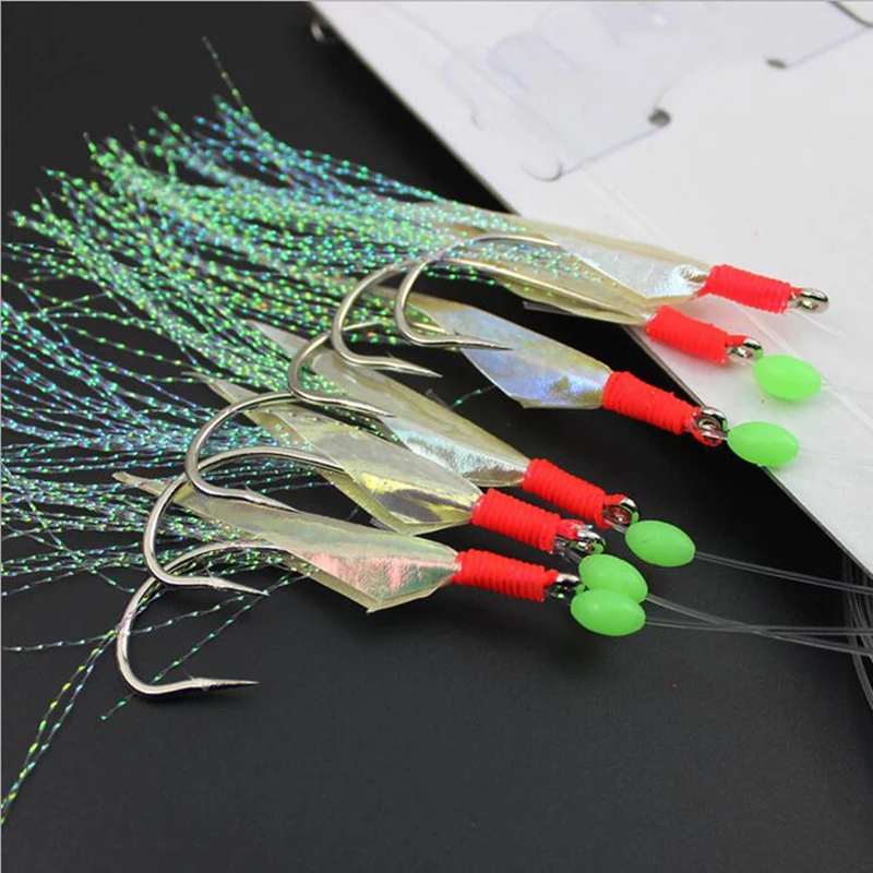 

6 hooks/string 27# fishing hook Real fish skin fishing hooks Bright color anzois anzol barbe haken gancho anzol para pesca