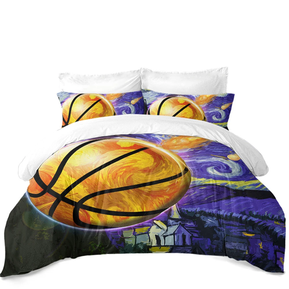 Акварельный баскетбольный Комплект постельного белья, красочная картина маслом, баскетбольный набор пододеяльников, спортивный дизайн, постельное белье для подростков, постельное белье D35 - Цвет: AS208