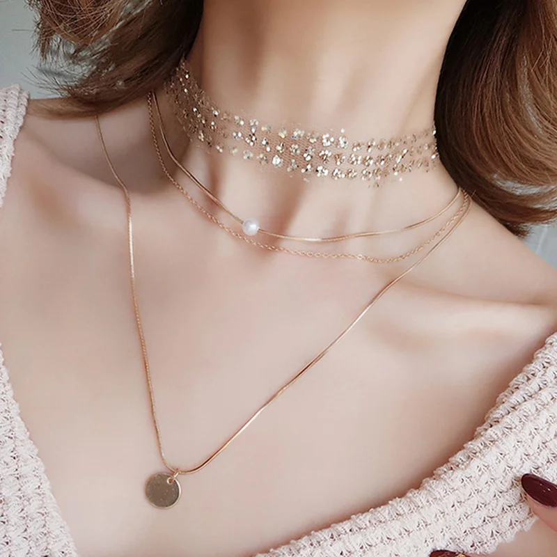 

Fashion Rhinestone Chocker Charms Glitter Collar Chockers Choker Shiny Women Lace Mesh Necklaces Party Femme Jewelry Accessories