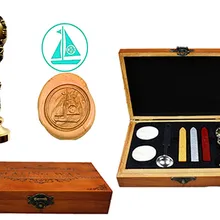 Пользовательские роскошные Винтаж парусная лодка Воск уплотнительное штамп латунь павлин металлической ручкой Щупы для мангала плавления ложка деревянной подарочной коробке комплект