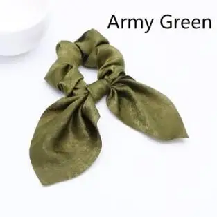 armygreen Модные женские резинки в форме кроличьих ушей, банты из шелковой ткани, конский хвост, эластичные резинки для волос, аксессуары для волос - Цвет: armygreen