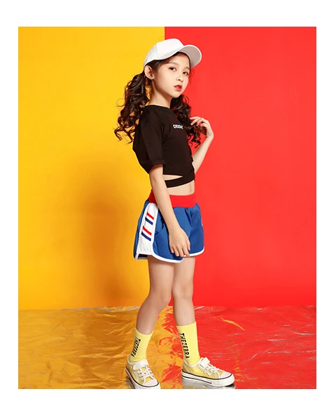 Girls boutique outfits 4 6 8 10 123 14 16 18 Years hip hop T shirt dance costume kids jazz girls summer clothes Girls set 140 (11)