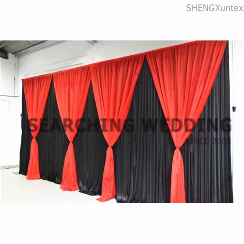 

Black Color Wedding Backdrop Curtain With Colorful Swag Drape Decoration Free Shipping