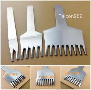

3pcs 4mm 2+5+9 prong European Style Leather Craft Sewing Stitching Pro-line Lacing Chisel Pricking Iron Punch Tool Kit Set