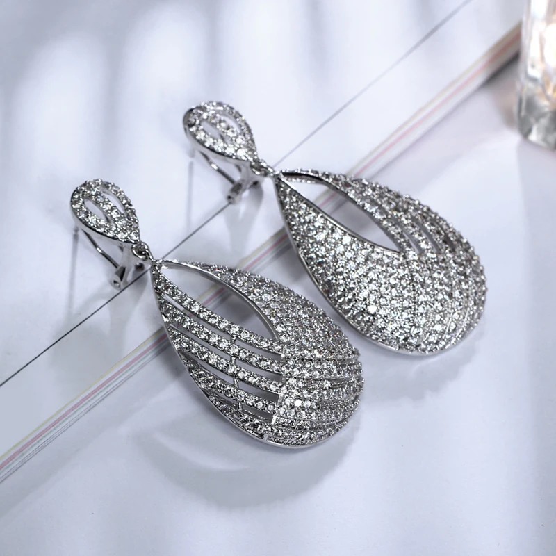 

New Fashion Drop Earrings Setting with Cubic Zirconia Engagement Earrings for women Allergy Free Lead Free