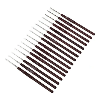 

(2.5mm - 0.5mm) Plastic Aluminum Crochet Hooks Sweater Sewing Needles Kit DIY Garment Tool Coffee 13.2cm long 1 Set (16 PCs/Set)
