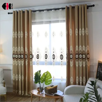 

European Jacquard Embroidered Curtains Chenille Velvet Voile Villa Wedding Bedroom Hotel Salon Cortinas JS04C