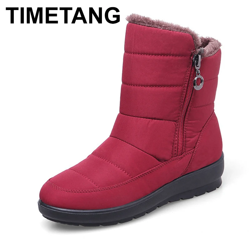 Ceny TIMETANG 2019 nowe antypoślizgowe wodoodporne buty zimowe oraz bawełniane aksamitne buty damskie ciepła, jasna big size 41 42 snow bootsE1872