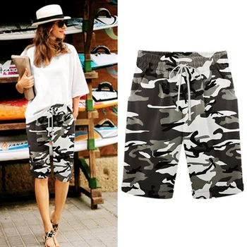 

Women Shorts 2019 Fashion Summer Camouflage Print Shorts Women Plus Size Elastic Waist Casual Loose Short