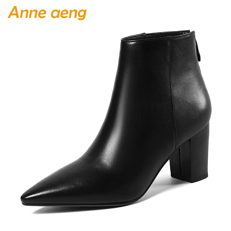 2019 New Genuine Leather Women Ankle Boots High Heels Pointed Toe Zip Classic Sexy Ladies Boots Black Women Cow Leather Shoes цена 2019 New Genuine Leather Women Ankle Boots High Heels Pointed Toe Zip Classic Sexy Ladies Boots Black Women Cow Leather Shoes цены онлайн