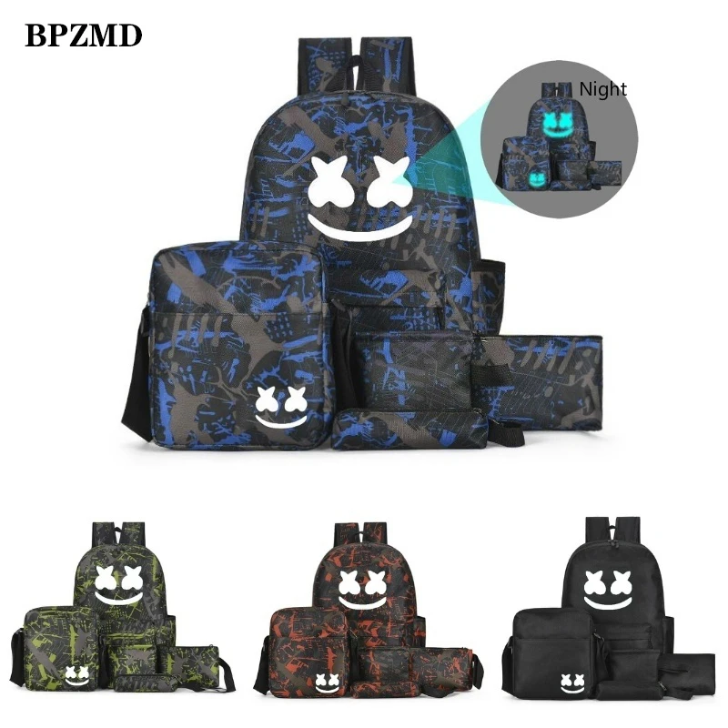 

DJ Multifunction Backpack Set for Boys Teenagers Student School Bags Girls Luminous Backpack Travel Shoulder Bag New