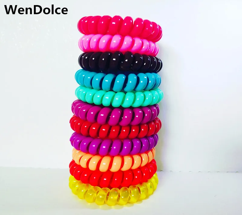 

10 Pcs Fashion 5cm Telephone Wire Elastic Silicone Rubber Bands Spring Gum Hair Donut Hairband Accessories Cintillos Women Girls