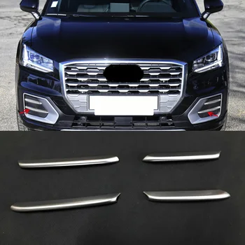 

For Audi Q2 2017 2018 ABS Matte Front Fog Light Lamp Decoration Strips Cover Trim 4pcs Car Styling Accessories