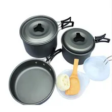 2 3Persons Cooking Pots And Pans Set Aluminum Portable font b Camping b font SetCookware Pots