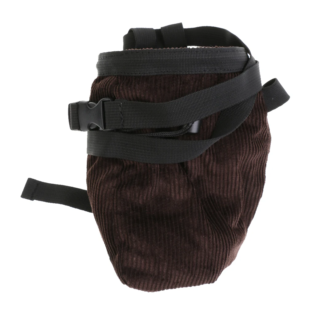 Rock Climbing Chalk Bag With Waist Belt & Drawstring Closure - Coffee