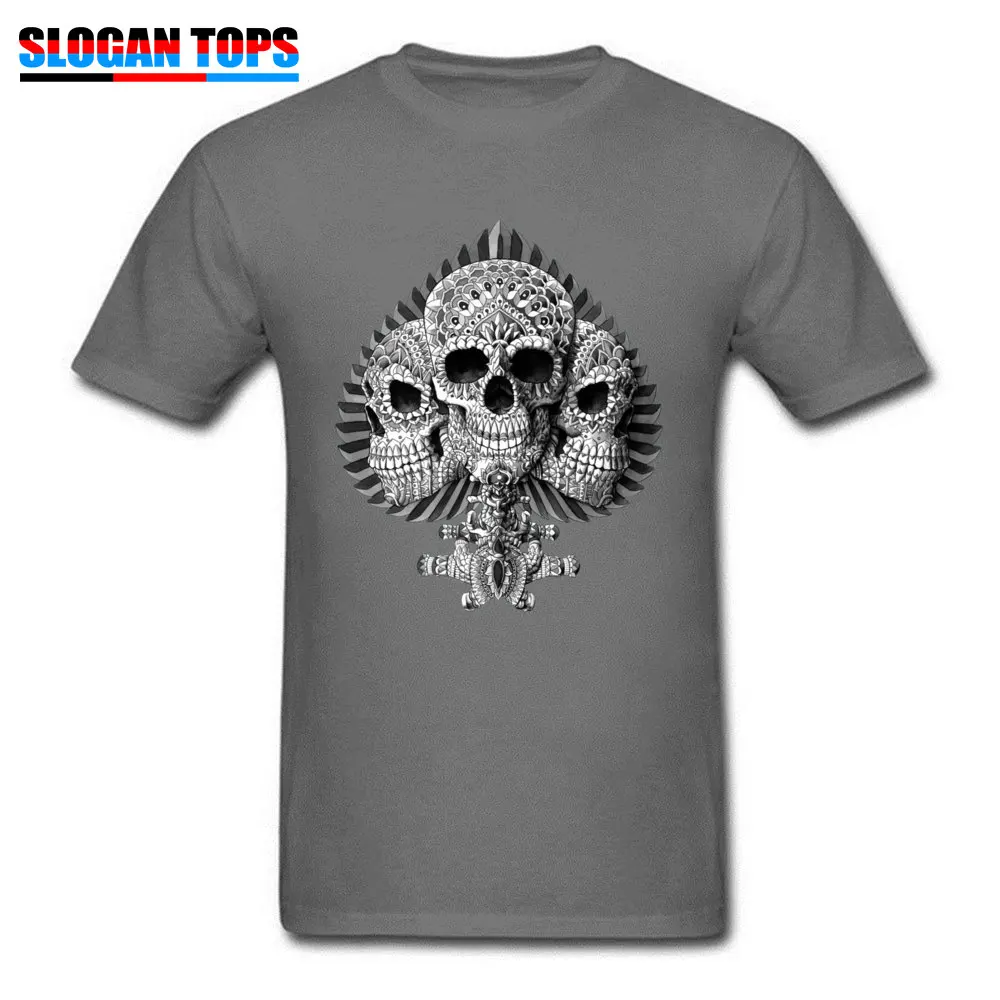 Prevalent Men's Tees Skull Spade 6396 Personalized T Shirts 100% Cotton Short Sleeve Design T-shirts Round Neck Skull Spade 6396 carbon