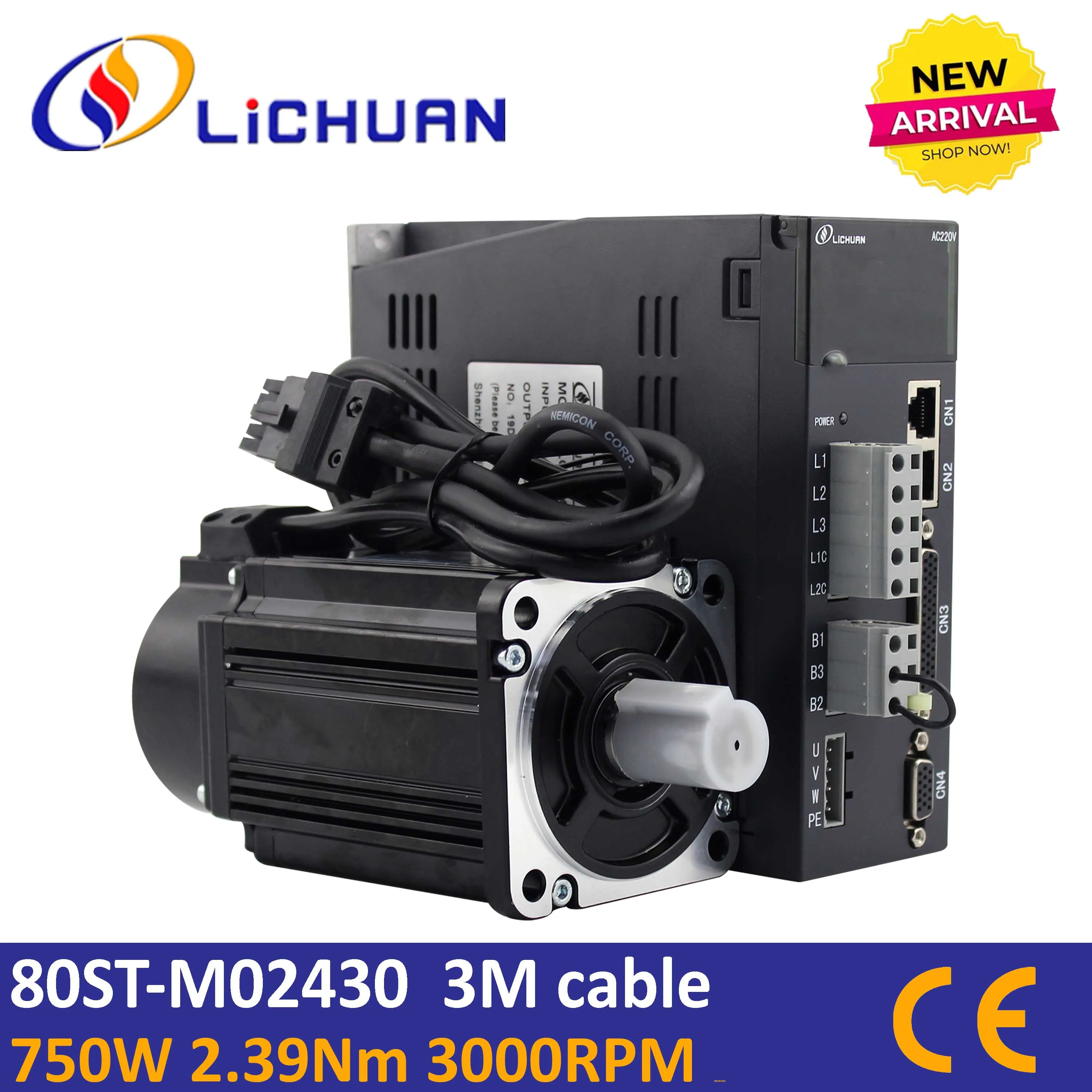 Lichuan 80st-M02430 750 Вт Серводвигатель фланец 80 2.39Nm с приводом Серводвигатель ac 220v сервопривод Комплект 0,75 кВт для фрезерного станка с ЧПУ