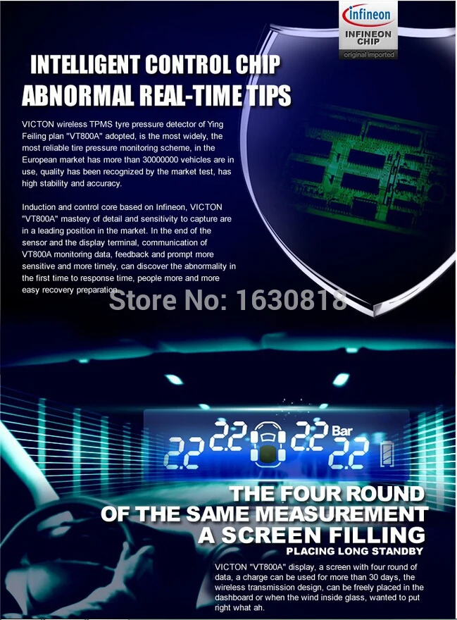 TPMS Автомобильная беспроводная система контроля давления в шинах 4 внутренних