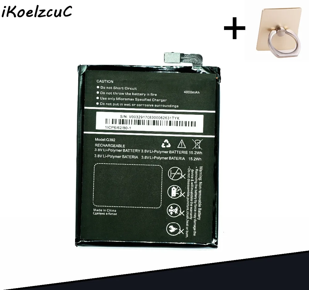 

iKoelzcuC 1pcs Phone Battery + GIFT Color Ring Phone Holder for micromax Q392 q392 Phone Batteries Retail Package