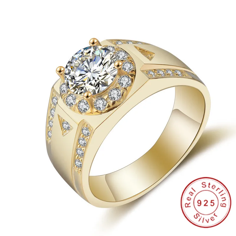 size 7/8/9/10/11/12 Classic With Side Stones Men 6MM 1.2 Carat CZ Diamant Engagement Ring 925 Solid Silver Wedding for | Украшения и