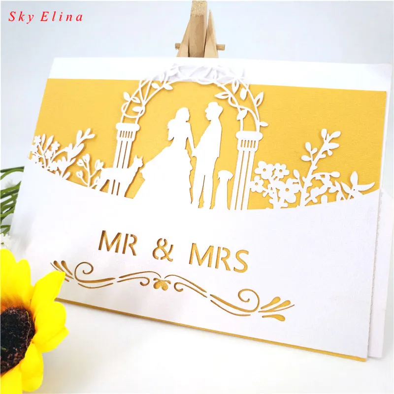 30pcs laser cut mr mrs wedding invitation card wedding