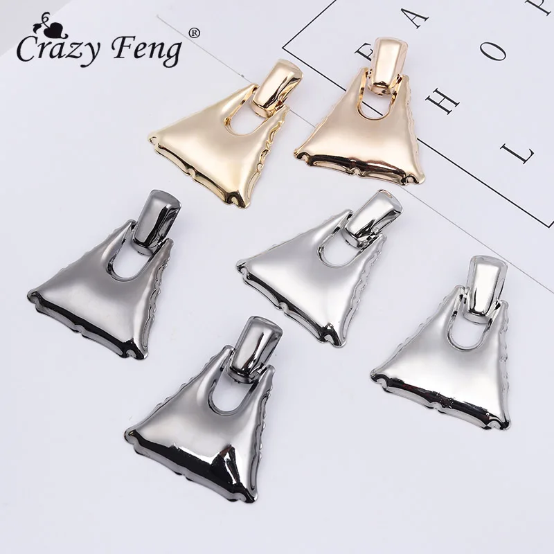 

Crazy Feng Geometric Triangle Drop Earrings 2019 Bohemian Big Metal Earrings For Women Wedding Party Statement Jewelry Gift