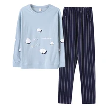 Spring Autumn Long Sleeved 100% Cotton Women’s Pajamas Set Striped Sleepwear Sweet Girl Pyjamas Mujer Lady Fashion Home Clothing