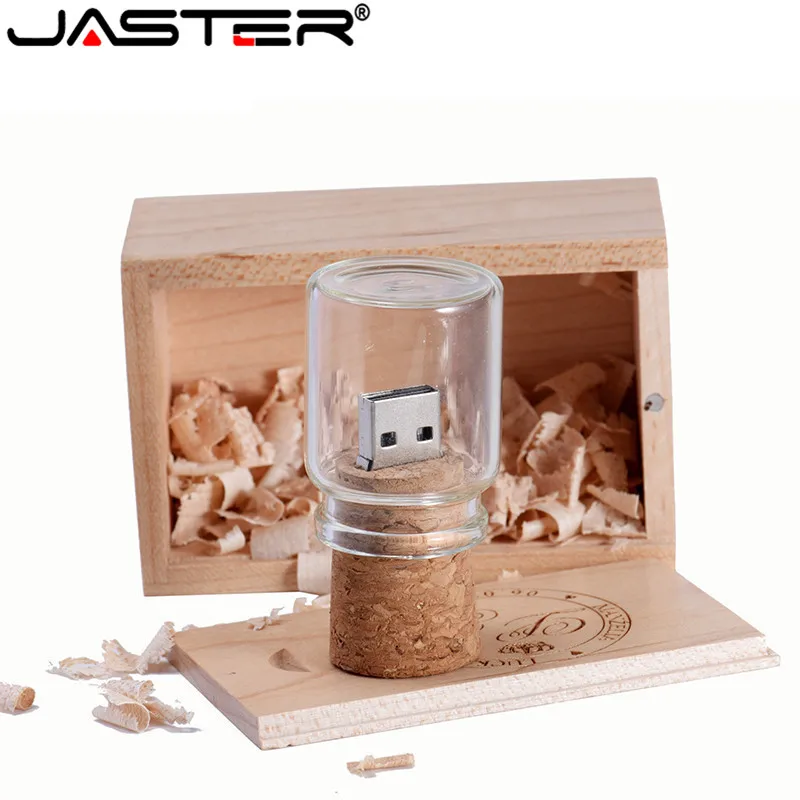 JASTER USB 2,0 мессенджер бутылка карта памяти стекло дрейф бутылка usb флеш-накопитель из дерева 4 ГБ 16 ГБ 32 ГБ 64 ГБ(5 шт. бесплатный логотип