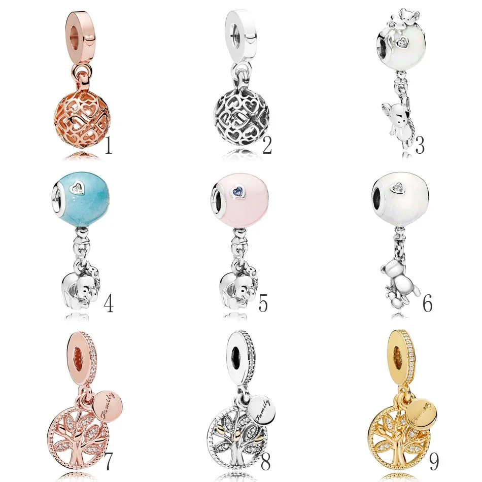 

Authentic S925 Sterling Silver Jewelry Mouse Elephant Balloon Life Tree Family Heritage Dangle Charm fit Pandora Bracelet Bangle