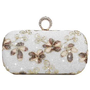 

JBHVSPINK Vintage Embroidery Clutch Diamonds Women Evening Bags Chain Shoulder Purse Handbag Bridal Wedding Party Bag Ladie Gift
