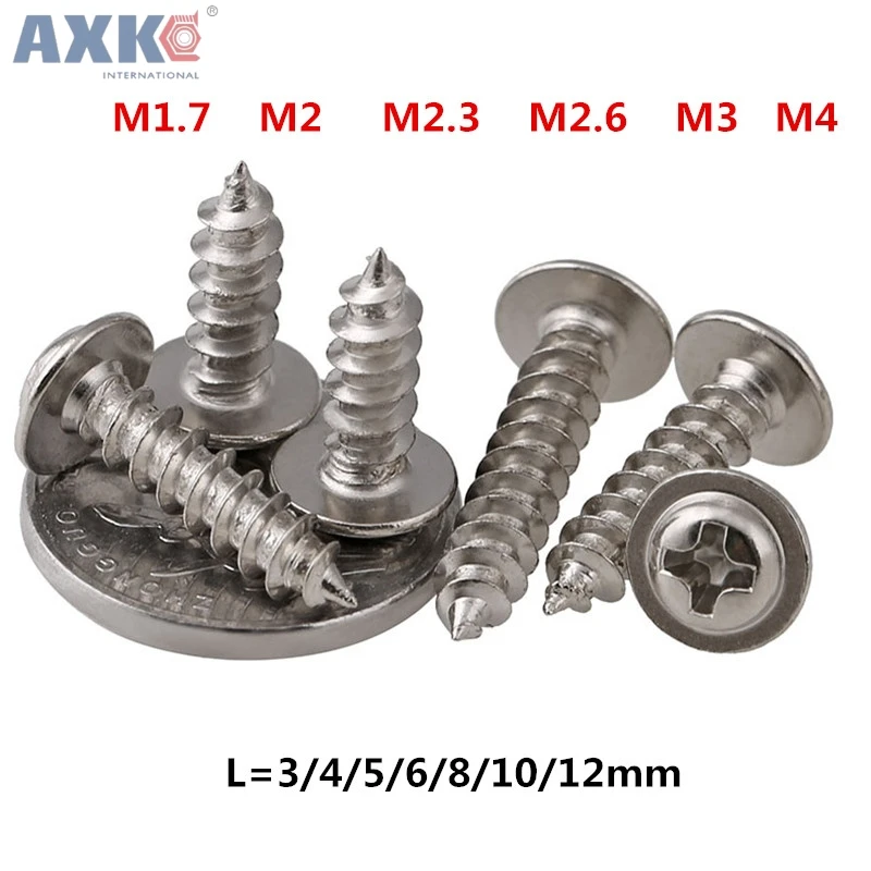 

AXK Round head screws self-tapping screws carbon steel with Padded M1.7 M2 M2.3 M2.6 M3 M4 screws PWA screws