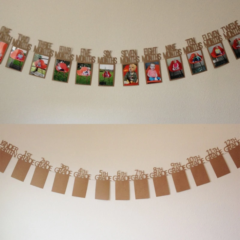 

Baby 1st Birthday Party Photo Frame Shower Bunting Banner Home Decor 1-12 Months Baby Care Set