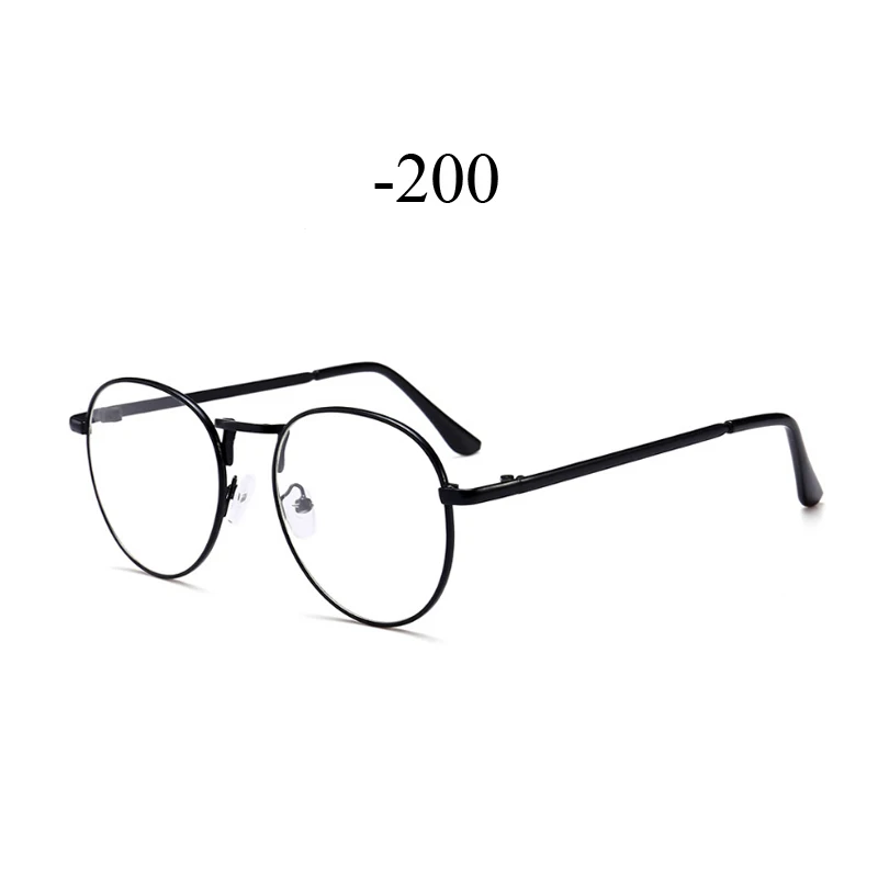 Iboode, винтажные модные очки для близорукости, унисекс, очки для близорукости, для мужчин и женщин, очки с прочными линзами, Короткие очки для зрения - Цвет оправы: black -200