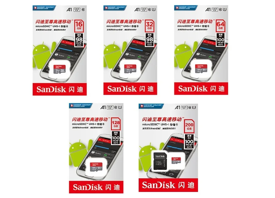 SanDisk MicroSD карта класса 10 карта памяти SDHC-SDXC 16 ГБ 32 ГБ 64 Гб 128 ГБ 200 ГБ 256 Гб 400 Гб MicroSD макс до 98 м/с TF карта хорошая