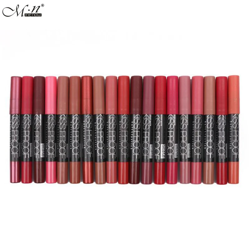 

19pcs/set Menow 19 Colors Kiss Proof Lipstick Moisturizing Long-lasting Batom Matte w/ Pencil Sharpener Free Rouge a levre matte
