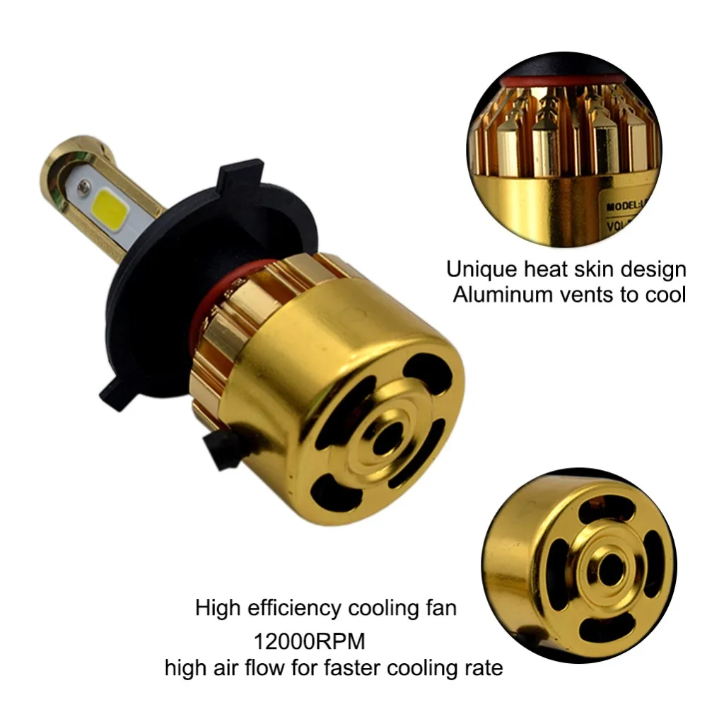 H4 светодиодный фонарь для фар 3 стороны COB чип Высокий Низкий Луч 6500K 72 Вт 8000 лм для Ford Audi Toyota Kia Chevrolet Mazda Honda