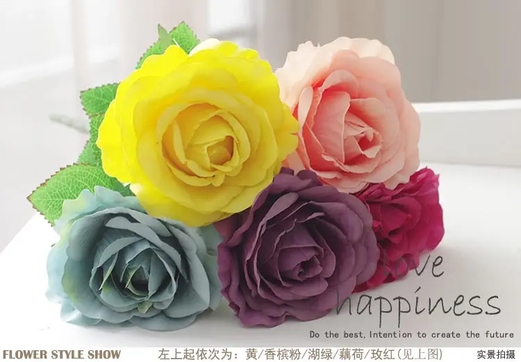 Artificial & Dried Flowers 50pcs/Lots 12cm Large Artificial Roses Flower Heads DIY Wedding Wall Arch Flowers Valentine's Day Party Decoration Fake Flowers dried flower wreath