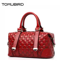 TOMUBIRD/Новинка года; топ из воловьей кожи; женская сумка из натуральной кожи; дизайнерские сумки; модные роскошные кожаные сумки с тиснением; Boston